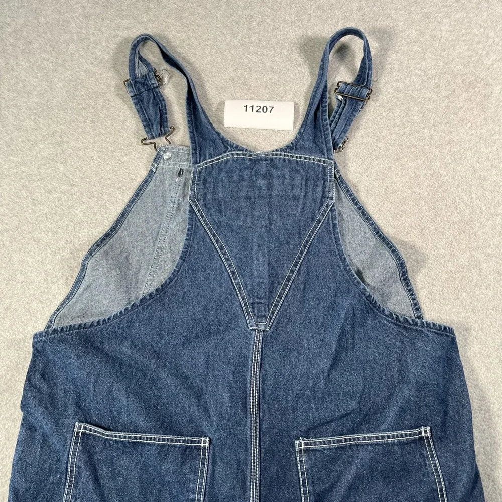 REAL WORK Bib Overalls Mens 40x30 Blue Denim Dungarees Workwear Casual Carpenter
